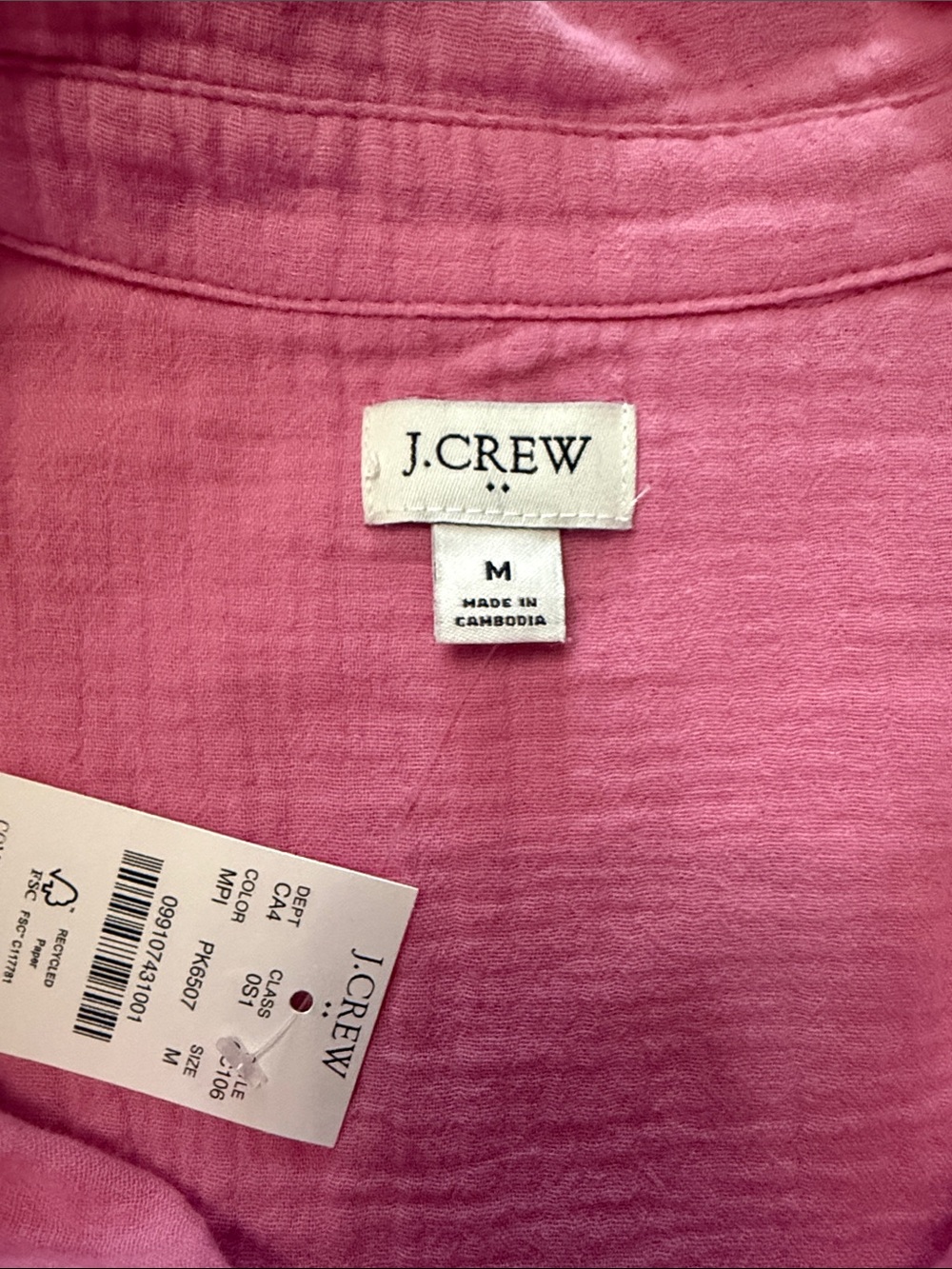 J. Crew Pink Cotton Gauze Polo Tunic - Picture 2 of 5